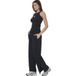 Body Action Wide-Leg Yoga Trousers Black Γυναικείο Παντελόνι Μαύρο