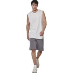 Body Action High Density Logo Terry Shorts Steel Grey Ανδρική Βερμούδα Γκρι