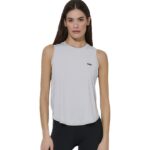 Body Action Loose Breathable Yoga Top Light Grey Γυναικεία Αμάνικη Μπλούζα Ανοιχτό Γκρι