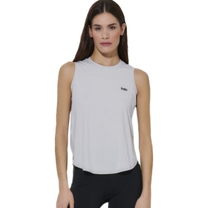 Body Action Loose Breathable Yoga Top Light Grey Γυναικεία Αμάνικη Μπλούζα Ανοιχτό Γκρι