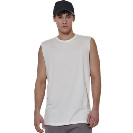 Body Action Modal Sleeveless Tee White Alyssum Ανδρική Αμάνικη Μπλόυζα Λευκή
