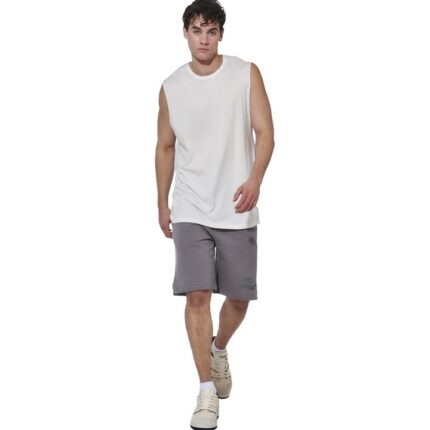 Body Action Modal Sleeveless Tee White Alyssum Ανδρική Αμάνικη Μπλόυζα Λευκή
