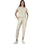 Body Action Modal Straight-Cut T-Shirt Summer Sand Γυναικεία Κοντομάνικη Μπλούζα Εκρού