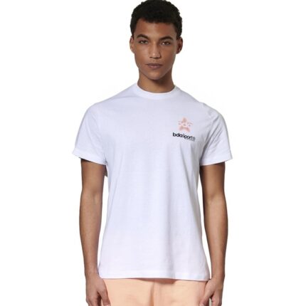 Body Action Slim Fit T-Shirt White Ανδρική Κοντομάνικη Μπλόυζα Λευκή