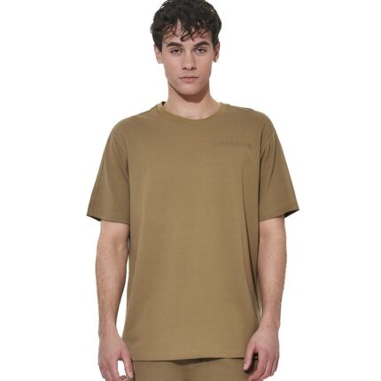 Body Action Regular Fit Tech Pique T-Shirt Covert Green Ανδρικό Κοντομάνικο Λαδί