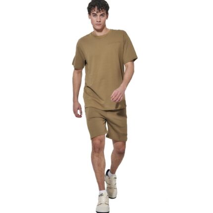 Body Action Regular Fit Tech Pique T-Shirt Covert Green Ανδρικό Κοντομάνικο Λαδί