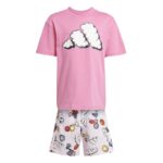 adidas Seasonal Essentials Fun Tee Set Kids Παιδικό Σετ Ροζ / Λευκό