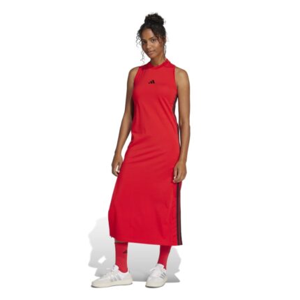 adidas Essentials 3-Stripes Long Racerback Dress Γυναικείο Φόρεμα Κόκκινο
