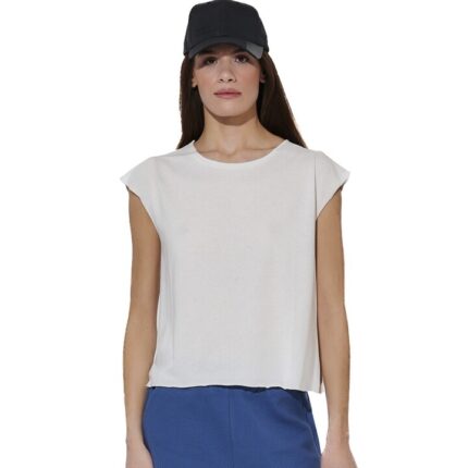 Body Action Modal Cropped Top White Alyssum Γυναικεία Κοντομάνικη Λευκή