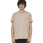 Body Action Slub Textured T-Shirt Taupe Grey Ανδρικό Κοντομάνικο Μπεζ