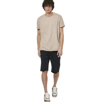 Body Action Slub Textured T-Shirt Taupe Grey Ανδρικό Κοντομάνικο Μπεζ