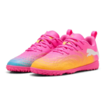 Puma Future 9 Play TT Jr Παιδικά Ποδοσφαιρικά Παπούτσια με Σχάρα Φουξ / Κίτρινα / Γαλάζια