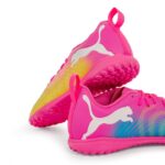 Puma Future 9 Play TT Jr Παιδικά Ποδοσφαιρικά Παπούτσια με Σχάρα Φουξ / Κίτρινα / Γαλάζια