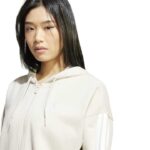 adidas Essentials 3-Stripes French Terry Full-Zip Ζακέτα Λευκό-Μπεζ