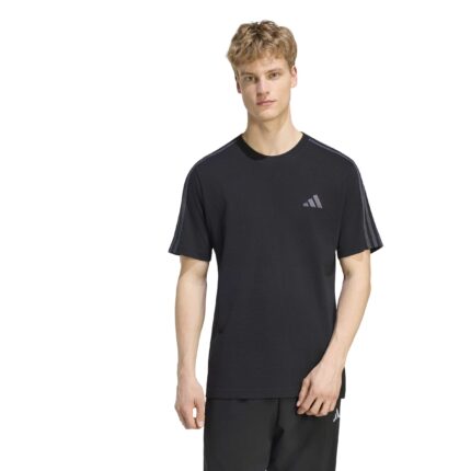 adidas Αντρική Μπλούζα Essentials 3-Stripes Single Jersey Μαύρη