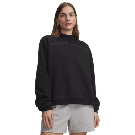 Under Armour Icon Fleece Wordmark Mock Neck Γυναικεία Φούτερ Μπλούζα Μάυρη