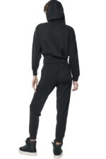Body Action Cropped Γυναικείο Modal Φούτερ με Κουκούλα Black