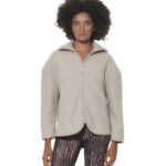 Body Action Γυναικεία Oversized Boucle Ζακέτα Γκρι-Μπεζ