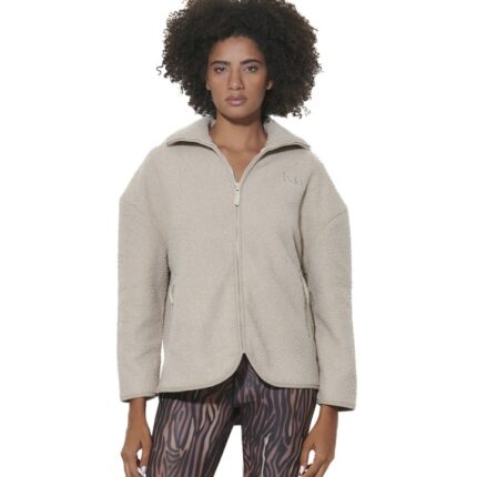 Body Action Γυναικεία Oversized Boucle Ζακέτα Γκρι-Μπεζ
