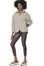 Body Action Γυναικεία Oversized Boucle Ζακέτα Γκρι-Μπεζ