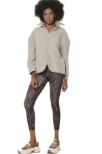 Body Action Γυναικεία Oversized Boucle Ζακέτα Γκρι-Μπεζ