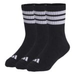 adidas Παιδικές Κάλτσες 3-Stripes Μεσαίου Ύψους με Επένδυση 3 Ζευγάρια Μαύρες