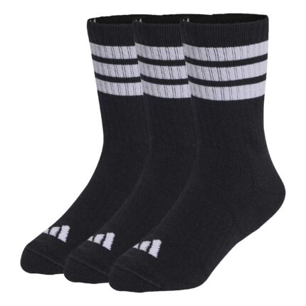 adidas Παιδικές Κάλτσες 3-Stripes Μεσαίου Ύψους με Επένδυση 3 Ζευγάρια Μαύρες